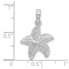De-Ani Sterling Silver Rhodium-Plated Polished Beaded Starfish Pendant - 2