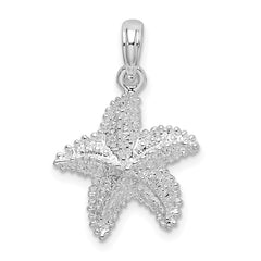De-Ani Sterling Silver Rhodium-Plated Polished Beaded Starfish Pendant - 2