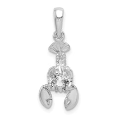 De-Ani Sterling Silver Rhodium-plated Polished 3D Moveable Lobster Pendant