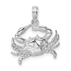 De-Ani Sterling Silver Rhodium-Plated Polished Blue Crab Pendant - 2