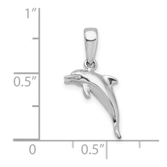 De-Ani Sterling Silver Rhodium-Plated Polished 3D Jumping Dolphin Pendant - 3