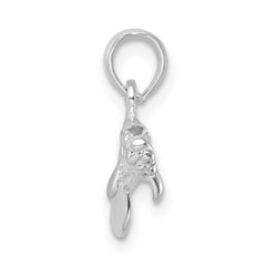 De-Ani Sterling Silver Rhodium-Plated Polished 3D Manatee Pendant - 2