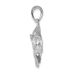 De-Ani Sterling Silver Rhodium-Plated Polished Jumping Bass Fish Pendant - 2