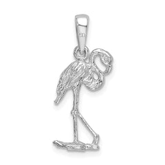 De-Ani Sterling Silver Rhodium-Plated Polished 3D Flamingo Pendant - 2