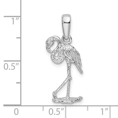 De-Ani Sterling Silver Rhodium-Plated Polished 3D Flamingo Pendant - 2
