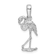 De-Ani Sterling Silver Rhodium-Plated Polished 3D Flamingo Pendant - 2