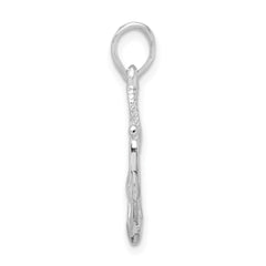 De-Ani Sterling Silver Rhodium-Plated Polished and Textured 3D Anchor with Rope Pendant - 2