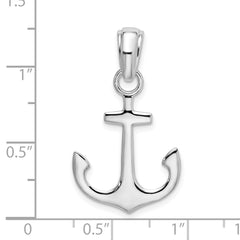 De-Ani Sterling Silver Rhodium-Plated Polished 3D Anchor Pendant - 4