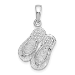 De-Ani Sterling Silver Rhodium-Plated Polished 3D Flip-flops Pendant - 2