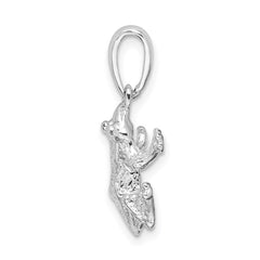 De-Ani Sterling Silver Rhodium-Plated Polished Frog Pendant - 3