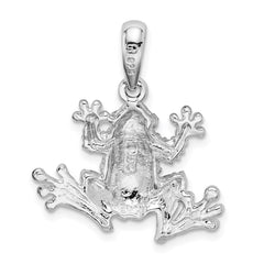 De-Ani Sterling Silver Rhodium-Plated Polished Frog Pendant - 2