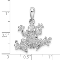 De-Ani Sterling Silver Rhodium-Plated Polished Frog Pendant - 2