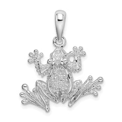 De-Ani Sterling Silver Rhodium-Plated Polished Frog Pendant - 2