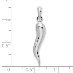 De-Ani Sterling Silver Rhodium-Plated Polished 3D Italian Horn Pendant