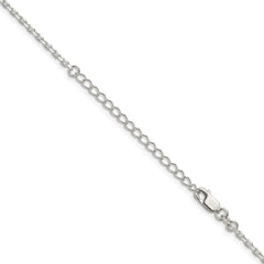 Sterling Silver 2mm Beveled Oval Cable Chain w/2in ext.