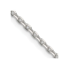 Sterling Silver 2mm Beveled Oval Cable Chain - 10