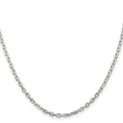 Sterling Silver Rhodium-plated 2.75mm Beveled Oval Cable Chain - 9