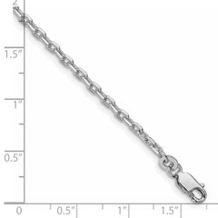 Sterling Silver Rhodium-plated 2.75mm Beveled Oval Cable Chain - 10