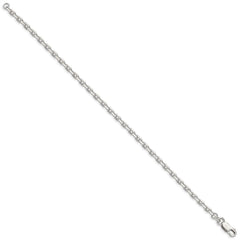 Sterling Silver 3.25mm Beveled Oval Cable Chain - 8
