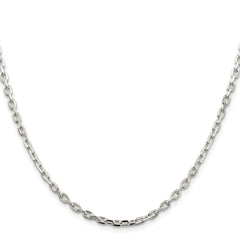 Sterling Silver Rhodium-plated 3.25mm Beveled Oval Cable Chain - 7