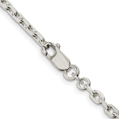 Sterling Silver Rhodium-plated 3.25mm Beveled Oval Cable Chain - 7