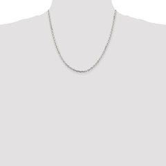 Sterling Silver Rhodium-plated 3.25mm Beveled Oval Cable Chain - 7