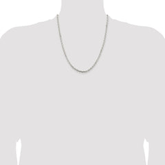 Sterling Silver Rhodium-plated 3.25mm Beveled Oval Cable Chain - 8