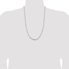 Sterling Silver Rhodium-plated 3.25mm Beveled Oval Cable Chain - 9