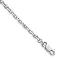 Sterling Silver Rhodium-plated 3.25mm Beveled Oval Cable Chain - 6