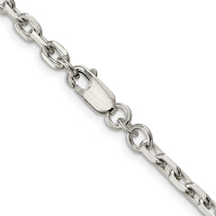 Sterling Silver 3.95mm Beveled Oval Cable Chain - 10
