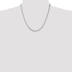 Sterling Silver Rhodium-plated 3.95mm Beveled Oval Cable Chain