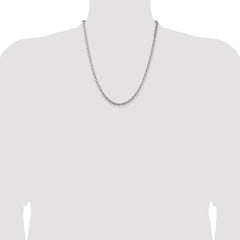 Sterling Silver Rhodium-plated 3.95mm Beveled Oval Cable Chain - 2