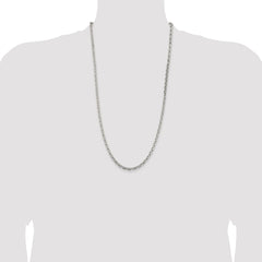 Sterling Silver Rhodium-plated 3.95mm Beveled Oval Cable Chain - 3
