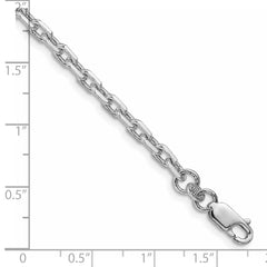 Sterling Silver Rhodium-plated 3.95mm Beveled Oval Cable Chain - 9