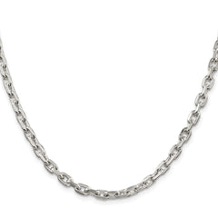 Sterling Silver Rhodium-plated 4.9mm Beveled Oval Cable Chain - 3