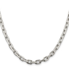 Sterling Silver Rhodium-plated 5.4mm Beveled Oval Cable Chain - 5
