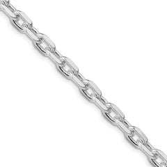 Sterling Silver Rhodium-plated 5.4mm Beveled Oval Cable Chain - 5