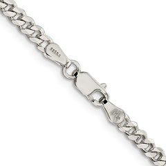 Sterling Silver Rhodium-plated 3.5mm Curb Chain - 5