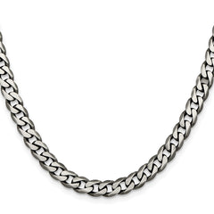 Sterling Silver Antiqued 6.5mm Curb Chain - 8