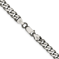 Sterling Silver Antiqued 6.5mm Curb Chain - 8