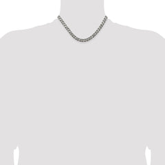 Sterling Silver Antiqued 6.5mm Curb Chain - 8