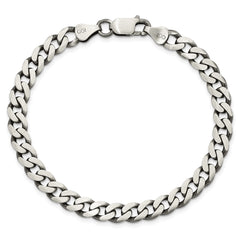 Sterling Silver Antiqued 6.5mm Curb Chain - 7