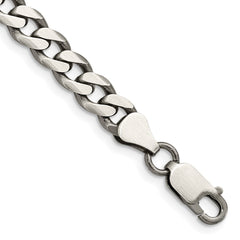 Sterling Silver Antiqued 6.5mm Curb Chain - 7