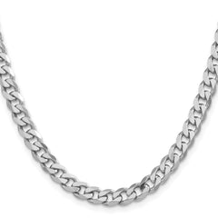 Sterling Silver Rhodium-plated 6.5mm Curb Chain - 8