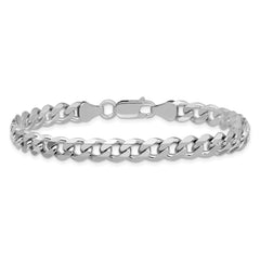 Sterling Silver Rhodium-plated 6.5mm Curb Chain - 9