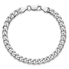 Sterling Silver Rhodium-plated 6.5mm Curb Chain - 9