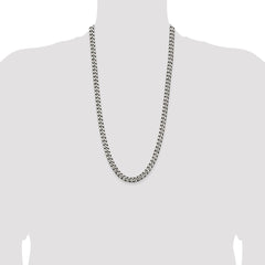 Sterling Silver Antiqued 7.5mm Curb Chain - 8