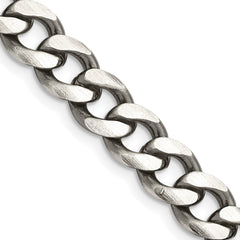 Sterling Silver Antiqued 7.5mm Curb Chain - 8