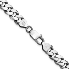 Sterling Silver Antiqued 8.3mm Curb Chain - 6