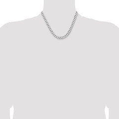 Sterling Silver Rhodium-plated 8.3mm Curb Chain - 4